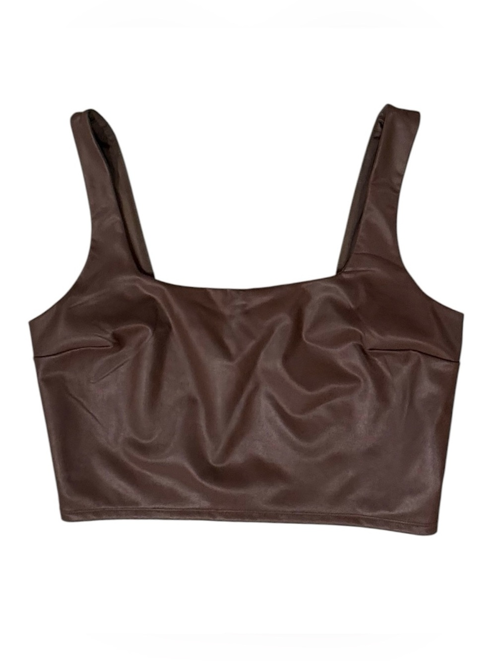 NWT. Express, Body Contour Faux Leather Square Neck Cropped Tank. Size medium.